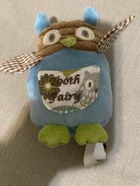 Maison Chic Blue Owl Tooth Fairy Plush Stuffed Animal 6"